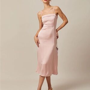 RIHOAS Blush Pink Midi Dress with Spaghetti Straps